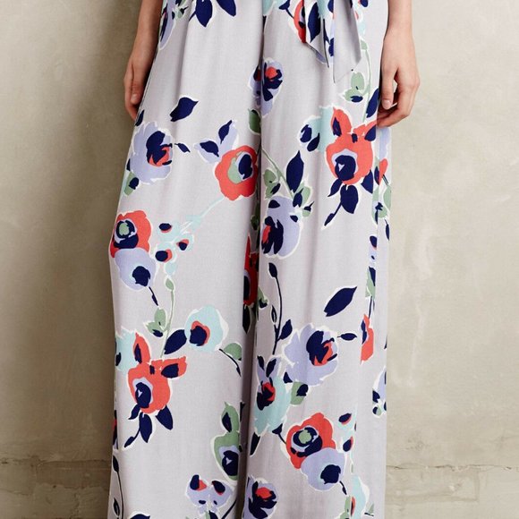 NWOT Anthropologie Elevenses AMBROSIA FLORAL WIDE LEG PANTS - Picture 3 of 6